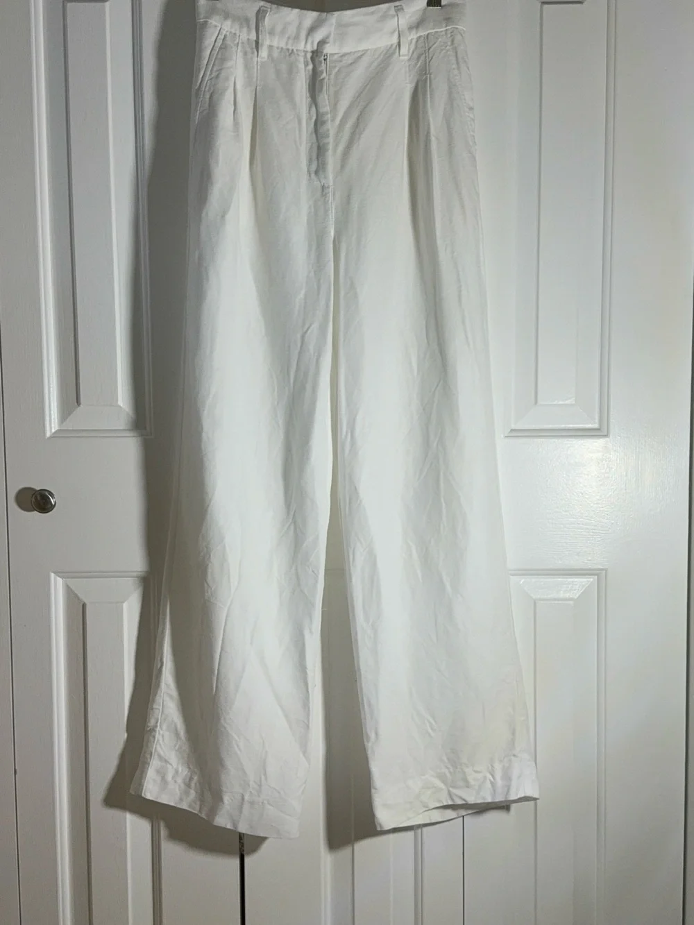 Wilfred Aritzia effortless pants white linen blend wide leg tailored trouser